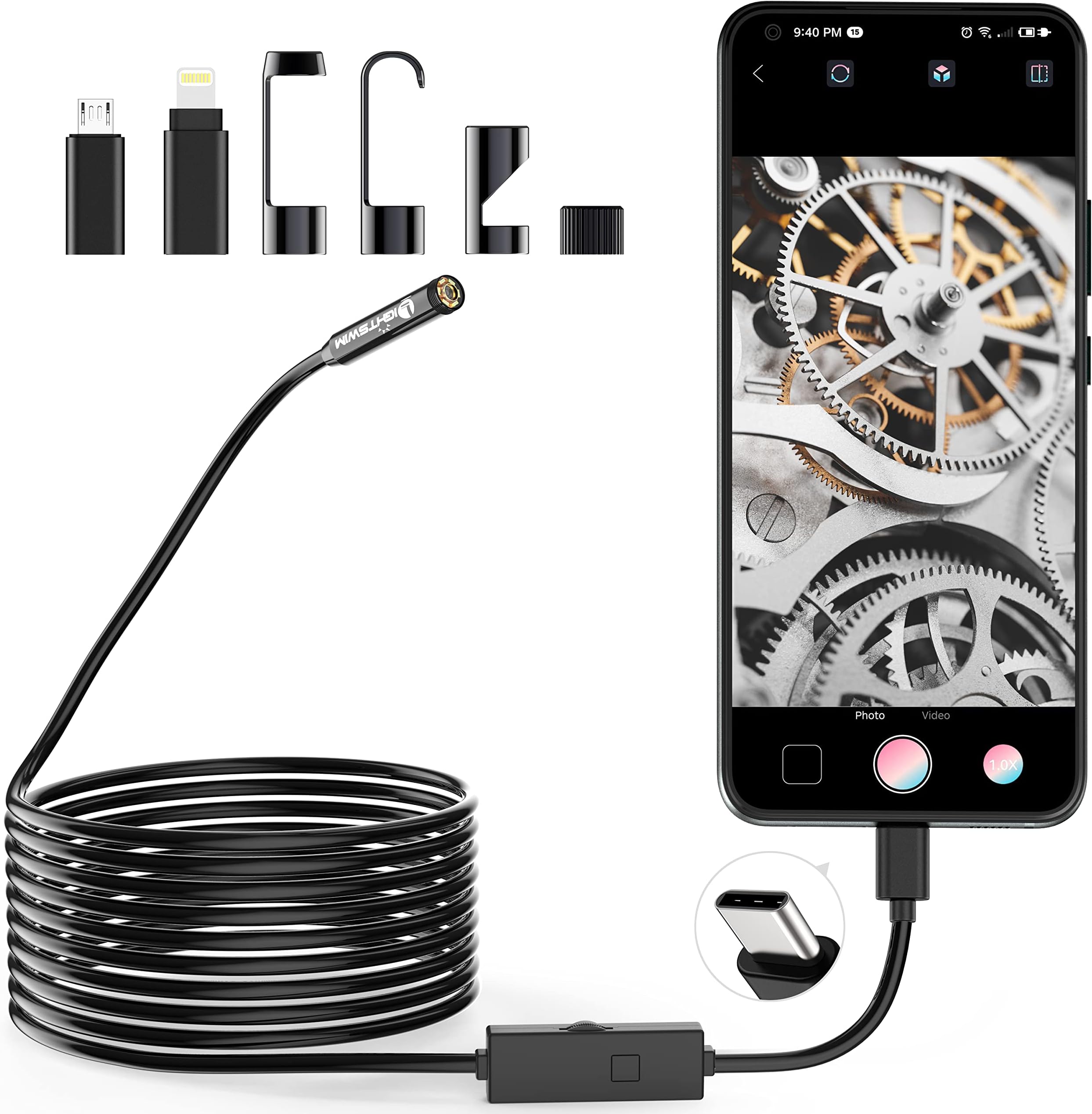 USB Endoscope Camera, 15m, Android/PC